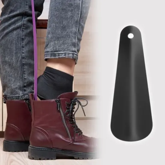 Unique Bargains Straight Hole Shoe Horn 4.72"x1.38" Black 1 Pc image {1}