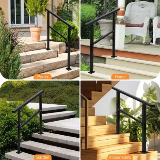 Handrails Fits 1 to 4 Steps,Outdoor Handrails Adjustable Height Stair Handrail image {2}