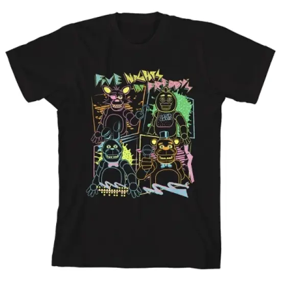 Five Nights at Freddy's Scary Video Game Bear Youth Black Graphic Tee image {6}