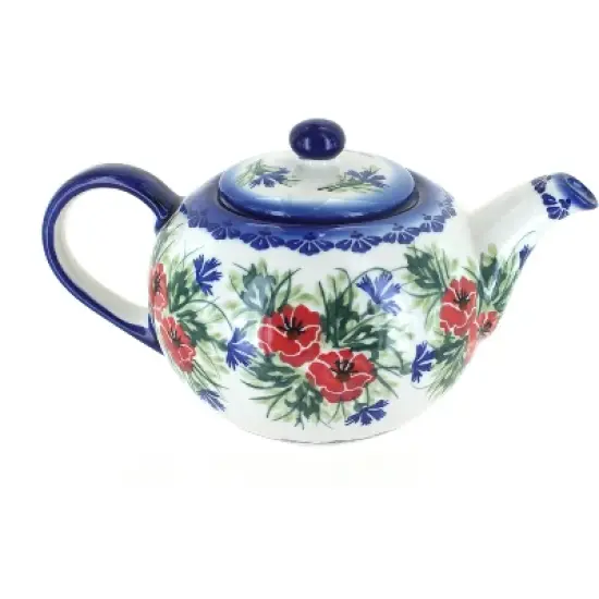 Blue Rose Polish Pottery 8C WR Unikat Large Teapot image {1}