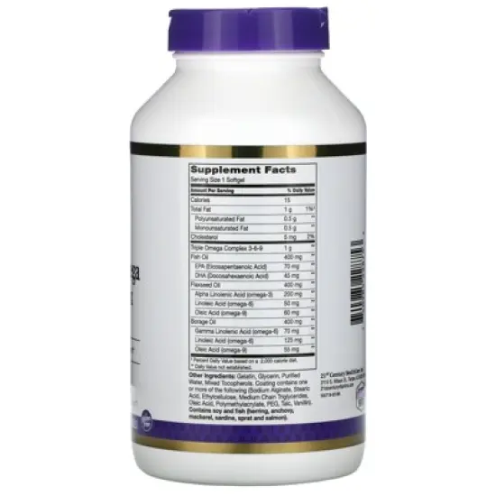 21st Century Triple Omega Complex 3-6-9, 180 Enteric Coated Softgels image {1}