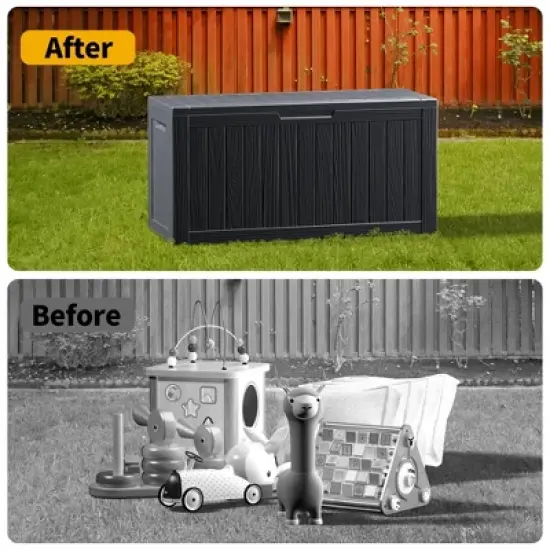 Chic Crate - 46.3'' W 80 Gallons Water Resistant Resin Lockable Deck Box in Black image {1}