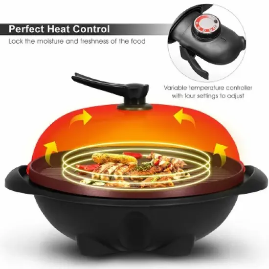 Costway Electric BBQ Grill 1350W Non-stick 4 Temperature Setting Outdoor Garden Camping image {5}