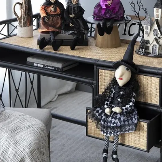 Whisen 21"H Sitting Witch Decor, Halloween Decoration - Black image {1}