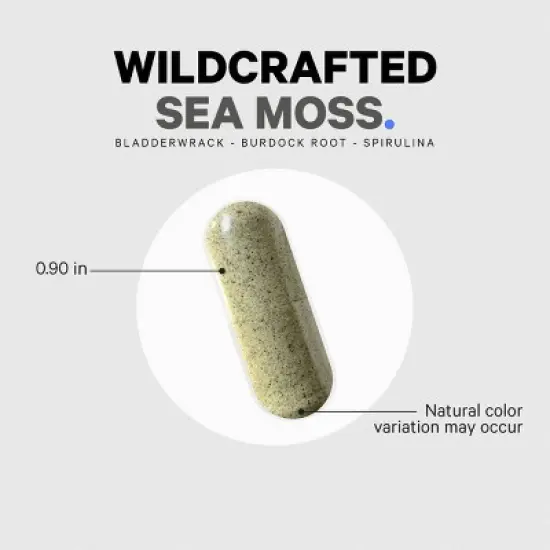 Codeage Raw Wildcrafted Irish Sea Moss, Bladderwrack, Burdock, Spirulina & BioPerine Black Pepper Supplement - 120ct image {7}