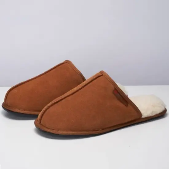 Alpine Swiss Halden Mens Genuine Suede Memory Foam Scuff Slippers image {1}