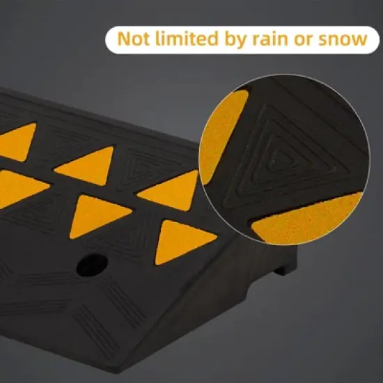 2 Pack Heavy Duty Rubber Curb Ramp - 15 Ton (33,000 lbs) Capacity Car Ramp, Durable Rubber Bridge Threshold Ramp for Loading Dock, Garage & Sidewalk image {3}