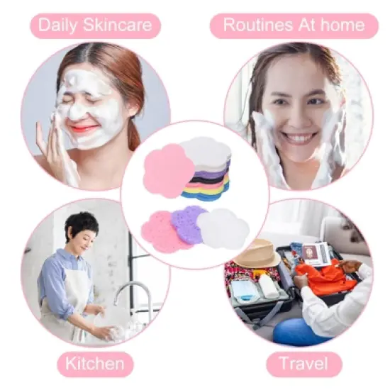 Unique Bargains Compact Size High-Temperature Resistant Face Cleansing Sponges Green 120 Pcs image {5}
