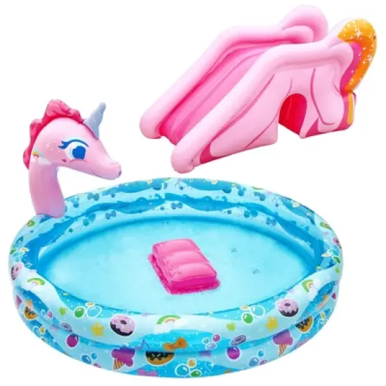 Banzai Spray 'N Splash 78 x 60 x 32" Unicorn Inflatable Pool image {5}