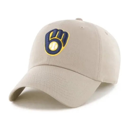 MLB Milwaukee Brewers Khaki Clean Up Hat: Adjustable Cotton Baseball Cap image {2}