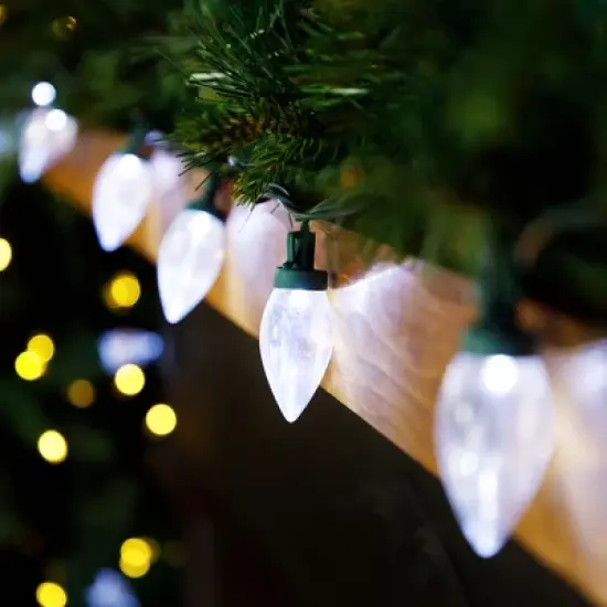 Northlight 25ct LED C9 Christmas String Lights Pure White - 16' Green Wire image {1}