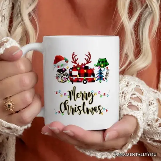 Camp Buffalo Plaid Christmas Mug, Camping Friends Gift (Non-Custom Only)| OrnamentallyYou image {2}