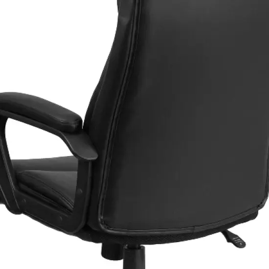 Flash Furniture Raya High Back Black LeatherSoft Executive Swivel Office Chair with Slight Mesh Accent and Arms image {4}