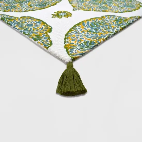 5' x 7' Sunshine Medallion Outdoor Rug Yellow - Threshold&trade; image {1}