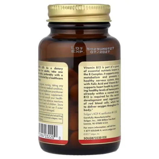 Solgar Vitamin B12, 500 mcg, 100 Tablets image {2}