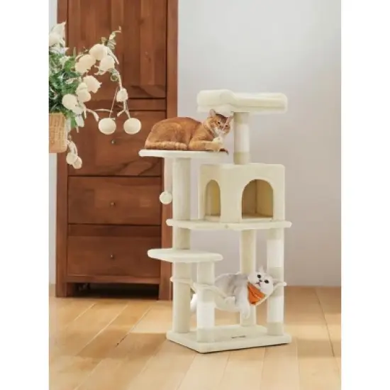 44.1' Cat Tree Tower for Indoor Cats ,Multi-Level Cat Condo Cat Furniture with Scratching Posts, Perches, Hammock, Cave image {5}