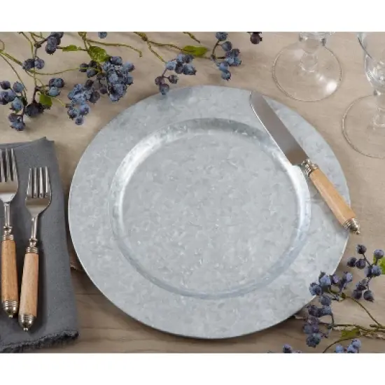 Saro Lifestyle Polished Galvanized Charger, 13" &Oslash; Round, Silver (Set of 4) image {4}