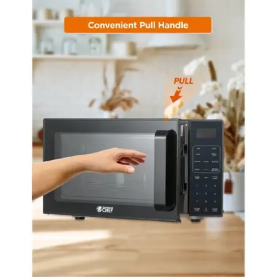 Commercial Chef 5-in-1 Microwave Air Fryer Combo, 0.9 Cu. Ft., with Turntable, Air Fry Kit & Baking Tray, Black with Stainless Steel Interior image {4}