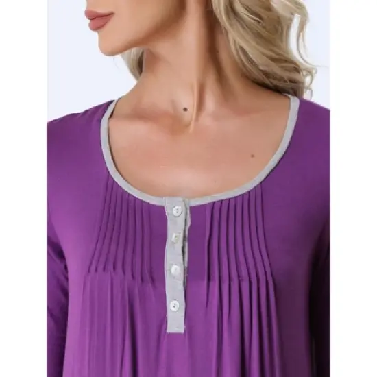 cheibear Womens Sleepwear Lounge Long Dress with Pockets Soft Nightshirt Pajama Nightgown image {3}