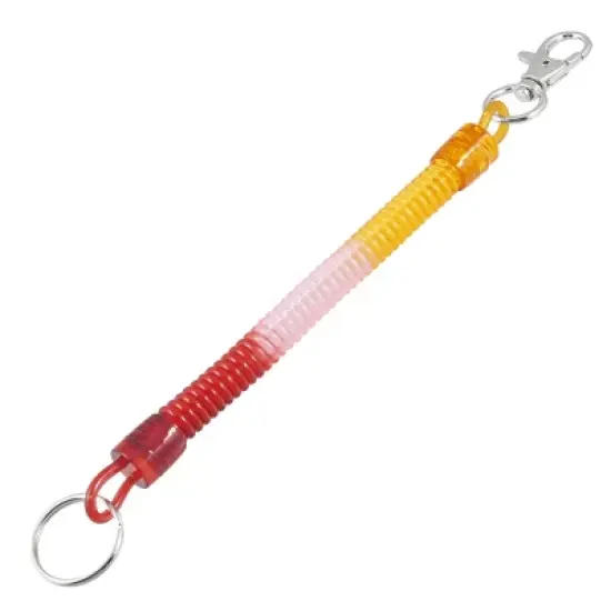 Unique Bargains Spring Coil Keyring Keychain Strap Rope with Lobster Hook Red Pink Orange 4.3" x 0.4" (Not Stretched) 1 Pc image {6}