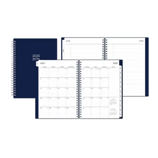 Blue Sky 5.875"x8.625" 2025-2026 Weekly/Monthly Wirebound Planner Notes Solid Navy Blue image {3}