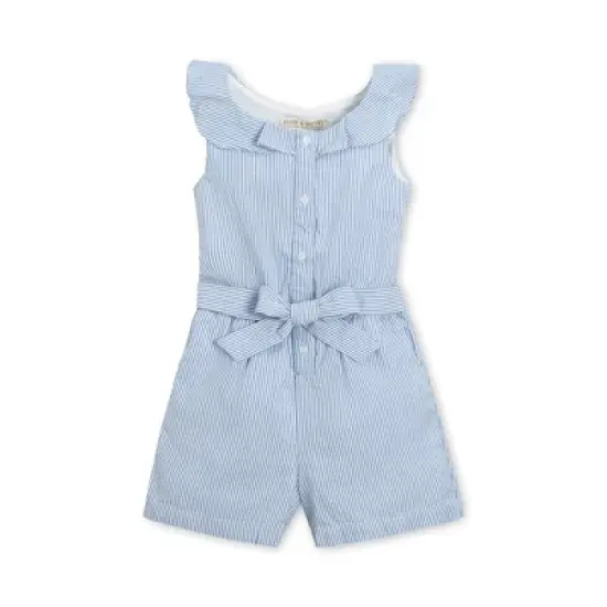 Hope & Henry Girls' Organic Cotton Ruffle Collar Button Front Romper, Toddler image {6}