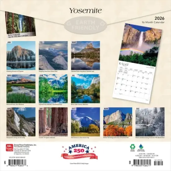 BrownTrout Yosemite 2026 12"x24" Hanging Square Wall Calendar Plastic-Free image {1}