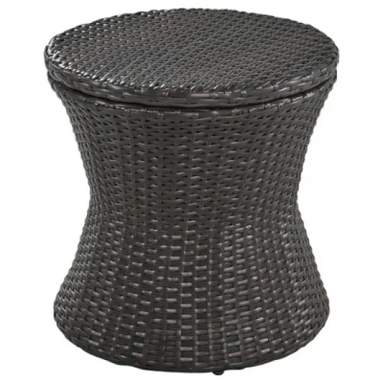 FIONECA 5-Piece Patio Conversation Set with Wicker Cool Bar Table, Chairs & Ottomans, Outdoor Furniture Bistro Set, Black & Beige image {13}