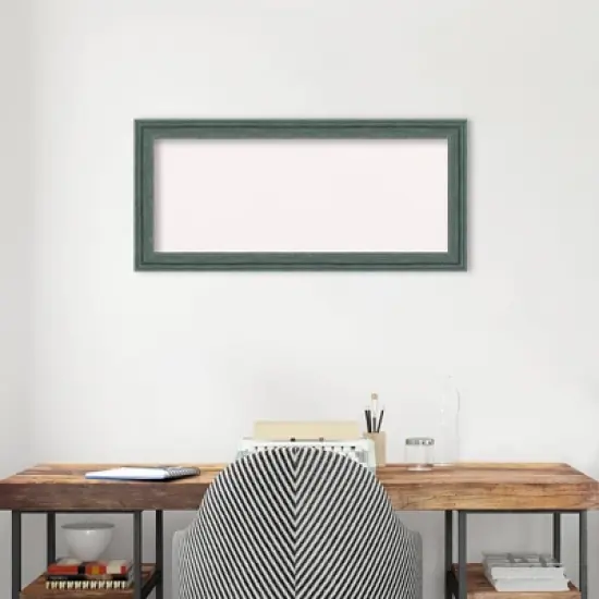 33"x15" Upcycled Wood Frame White Cork Board Teal/Gray - Amanti Art: Bulletin Board, Wall Mounted, Office Decor image {6}