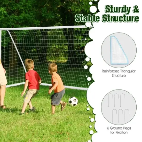 12 x 6FT All-Weather Soccer Goal w/Strong UPVC Frame Kids Adults Soccer Practice image {3}