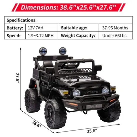 12V Ride On Truck Car for Kids, Kids Car w/2.4G Remote Control, Led Lights, Suspension, Safety Belt, Powered Electric Vehicle for Boys and Girls image {2}