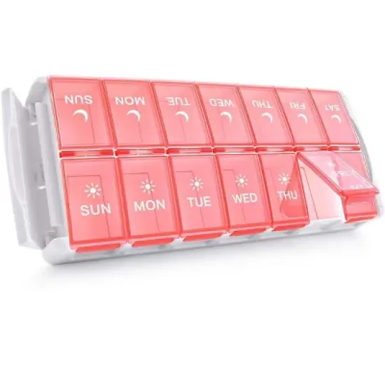 TookMag Weekly Medicine Pill Organizer Twice a Day, Easy Fill AM/PM Pill Box, Quick-Refill 7 Day Pill Cases for Vitamin,Fish Oil, Supplements, Black image {9}