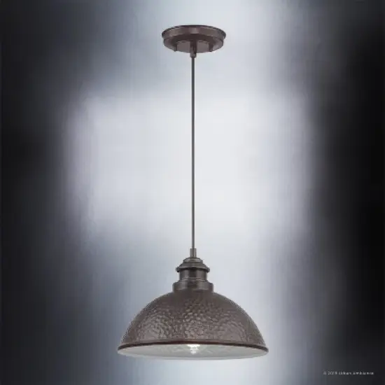 Urban Ambiance Luxury Hammered Outdoor Pendant Light,  8" x 12",  Aged Pewter Finish, UHP1172 image {3}