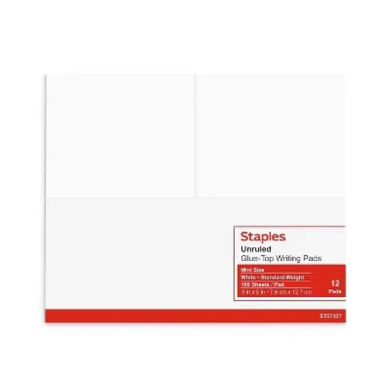 Staples Glue-Top Notepads 3"x 5" White 163436 image {3}