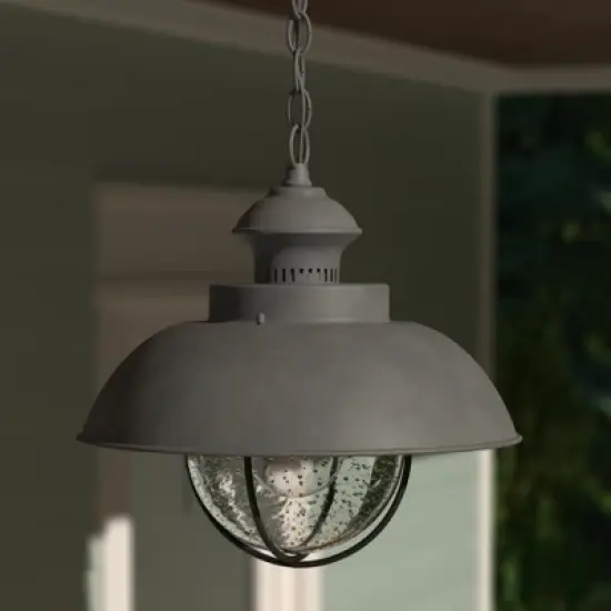 VAXCEL Harwich 1 Light Coastal Outdoor Barn Dome Pendant Clear Glass image {12}