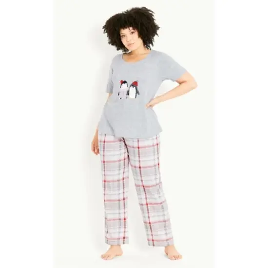 Women's Plus Size Check Sleep Set - grey | EVANS image {11}
