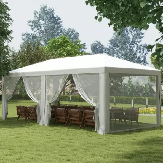 Resenkos Canopy, Outdoor Canopy Tent,10' x 20' Party Tent, Outdoor Wedding Canopy with Removable Sidewalls,White image {1}