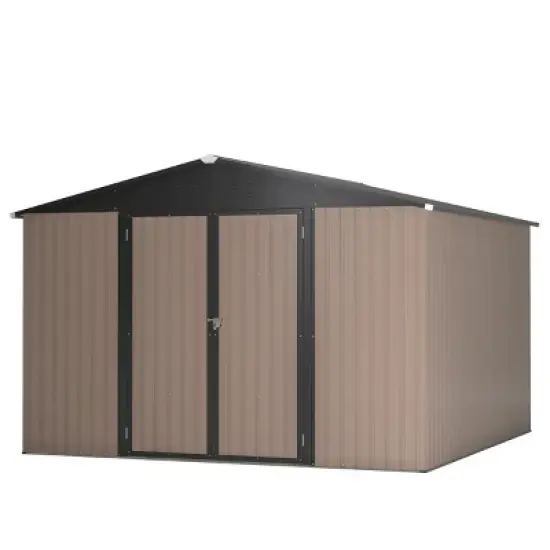 Metal Backyard Storage Shed with Lockable Doors,Outdoor Utility Garden Storage Shed with Ventilation,Weatherproof Metal Tool Shed-Coolbibila image {5}