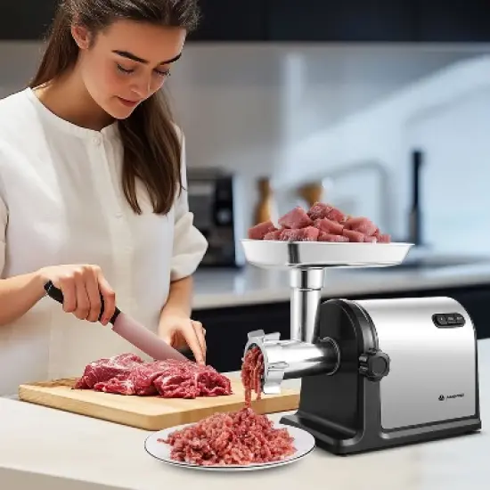 3000W Electric Meat Mincer, Grind 2 lbs/min, Heavy-Duty Multipurpose Stainless Steel Meat Grinder with 3 Grinding Plates, 3 Sausage Tubes & Kubbe Kit image {8}