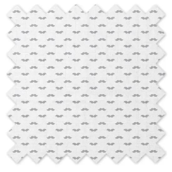 Bacati - Mustache Quilted Muslin Changing Pad Cover Gray image {8}