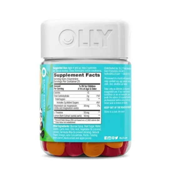 OLLY Kids Chillax Supplement Gummies with Magnesium, L-Theanine & Lemon Balm - Sunny Sherbet - 50ct image {2}