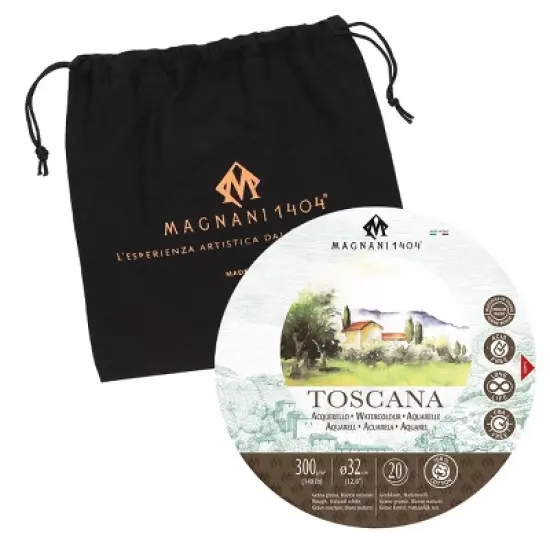 Magnani 1404 Toscana Rough 100% Cotton Watercolor Paper BlockBlock, 20 Sheets, 140 lb, Round Watercolor Paper, Acid-Free, UV Resistant,  Vegan Sized, image {7}