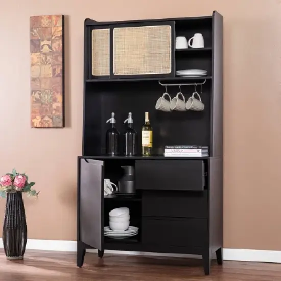 Groveholme Tall Buffet Cabinet with Storage Black/Natural - Aiden Lane image {2}