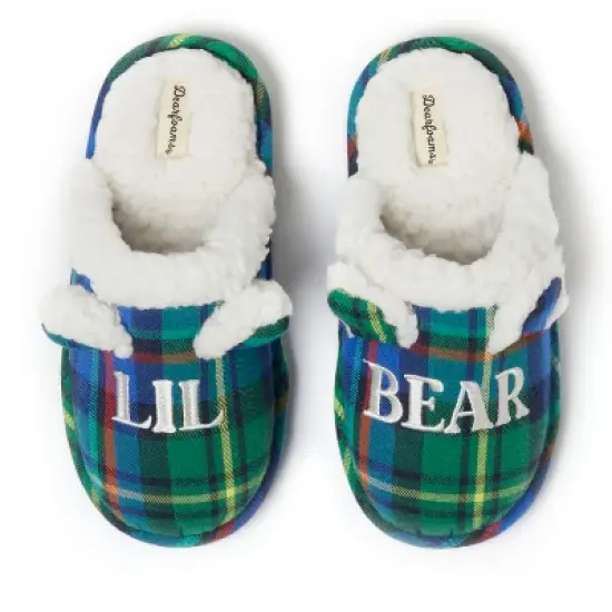 Dearfoams Kids Lil Bear Plaid Scuff Slipper image {5}