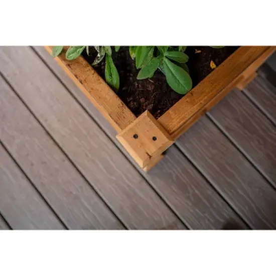 Vita 18.5"x38" Rectangular Wood Rosewood Garden Bed with Trellis Light Brown image {3}