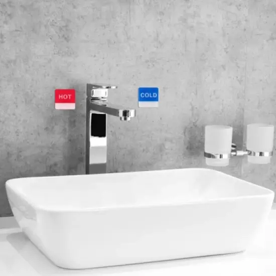 Unique Bargains Acrylic Decor Home Square Self Stick Hot/Cold Water Label image {3}