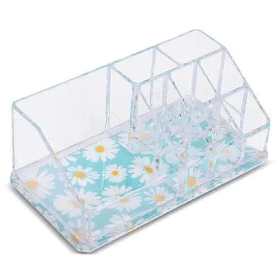 Sorbus Mini Makeup Organizer With 9 Slots - Daisy Print image {1}