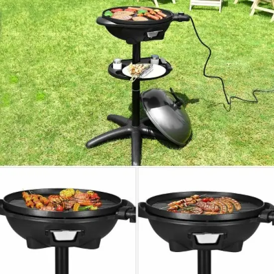 Costway Electric BBQ Grill 1350W Non-stick 4 Temperature Setting Outdoor Garden Camping image {2}