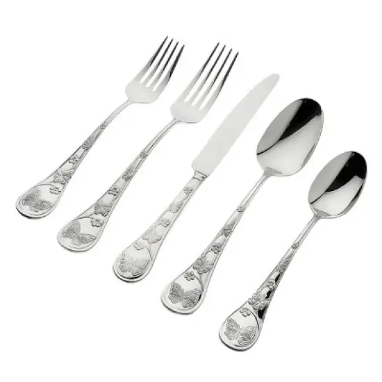 Godinger Silver 20pc Butterfly Sandblasted Stainless Steel Flatware Set image {3}