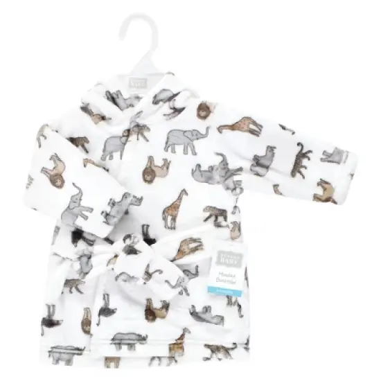 Hudson Baby Plush Animal Face Bathrobe, Modern Safari, 0-9 Months image {1}
